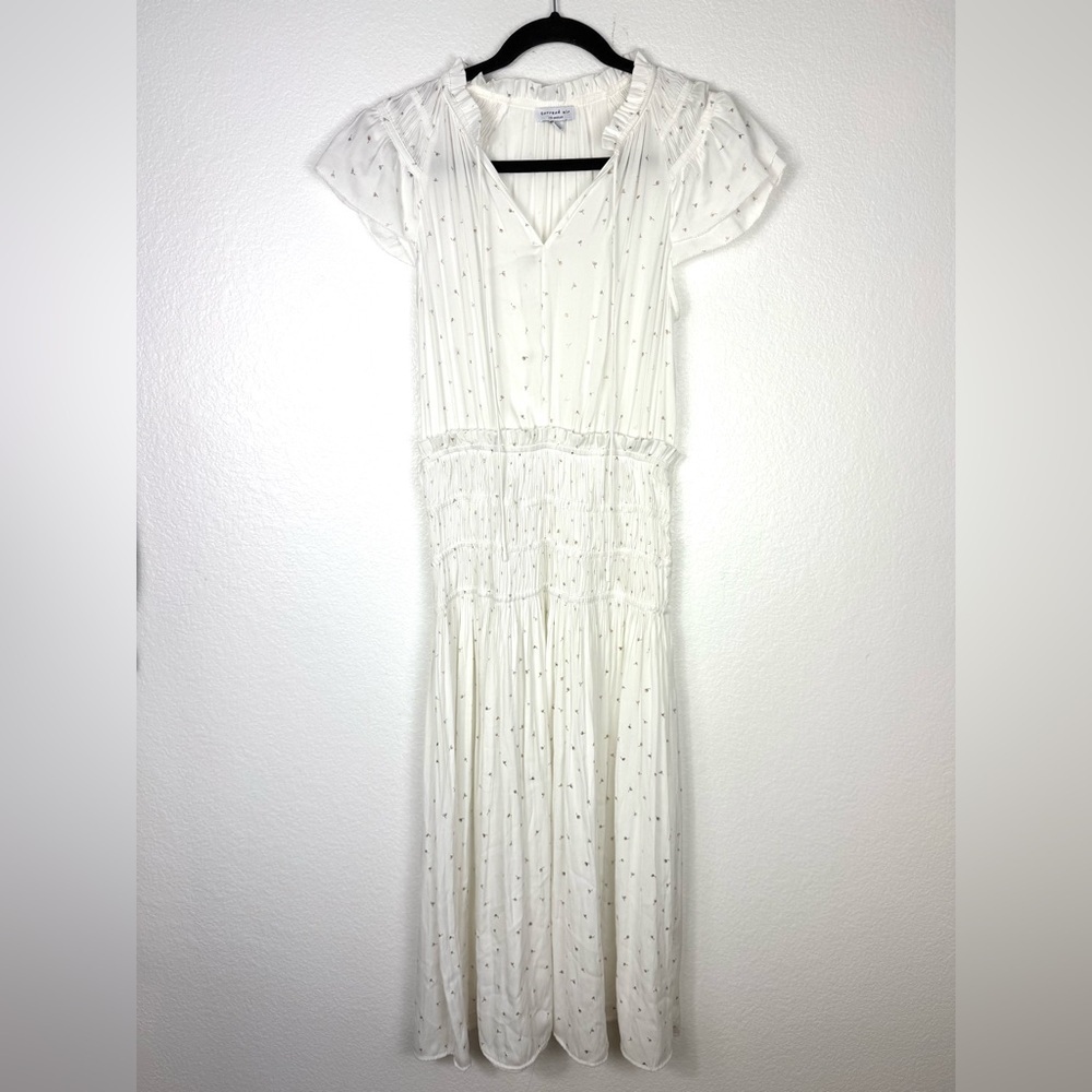 Current air anthropologie Elegant White Polka Dot Dress size XS